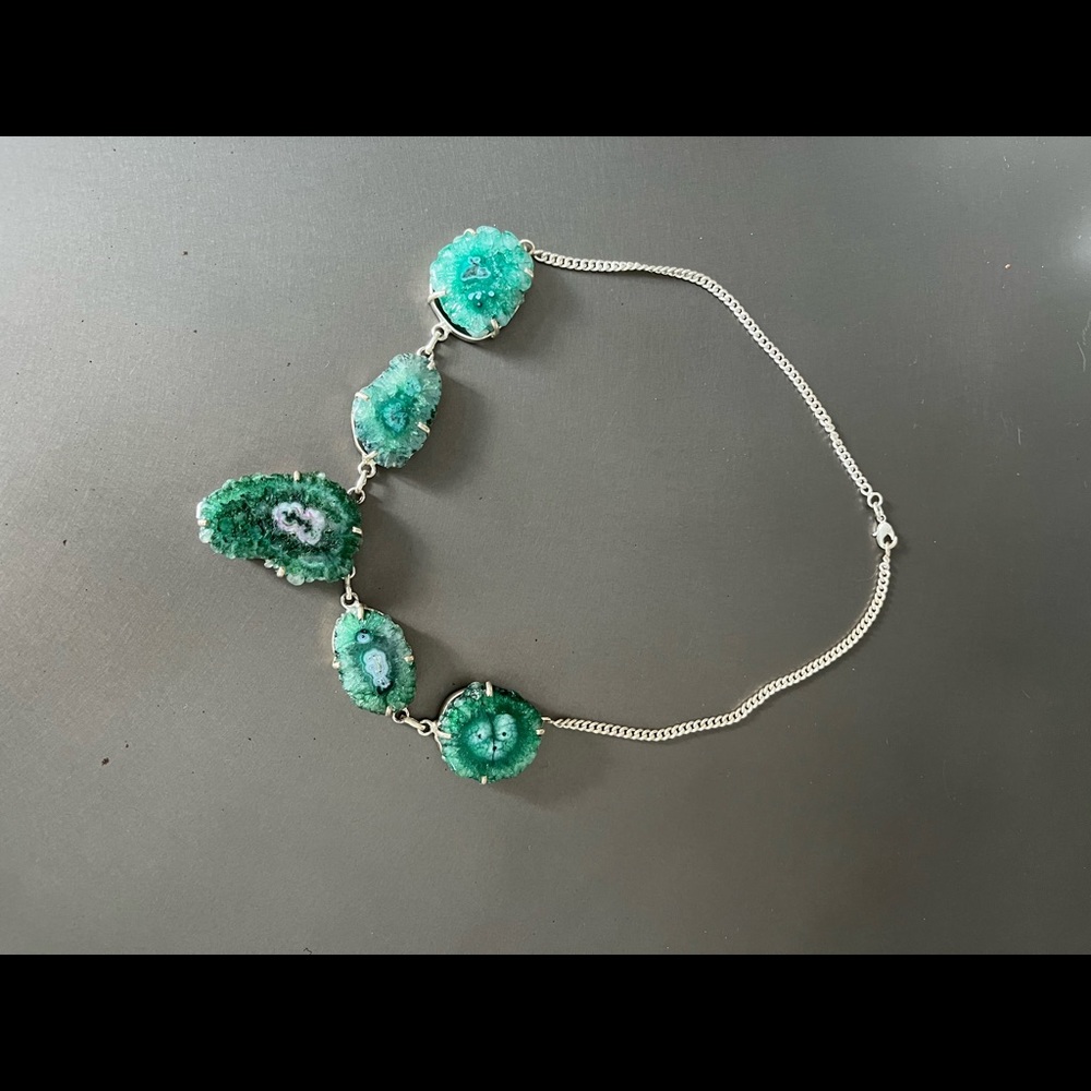 Chunky Green Agate Gemstone Statement Necklace - image 3